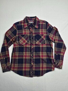Natural Reflections Plaid Flannel Cotton Button-Up Shirt Small Womens